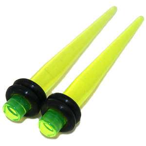0735 Lime Green Ear Stretchers Tapers 6G 6 Gauge 4mm  