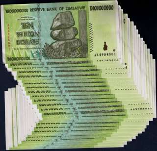 10 TRILLION ZIMBABWE DOLLARS x 25 BANK NOTES ♥ LOW PRICE ♥  