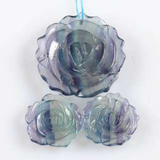 g0872 Carved fluorite flower pendant beads set  