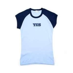  YES Network Womens Contrast Cap Sleeve T shirt   Blue 