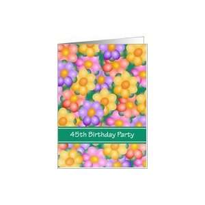  45th Birthday Party Invitations Cards Colorful Balloon 