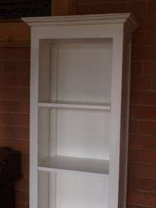 Tall Mahogany Bookcase with Drawer in a Clean White Finish  