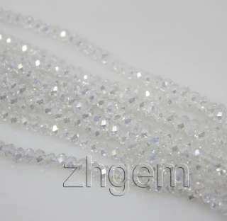 lot of 10 strds faceted white clear crystal glass loose beads 11long 