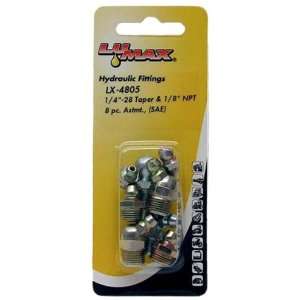 Lumax LX 4805 Gold/Silver (SAE) 1/4 28 and 1/8 P.T.F. 8 Piece Grease 