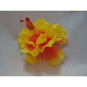  Yellow and Orange Hibiscus Hair Flower Clip Beauty