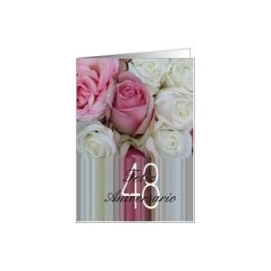  48th Wedding Anniversary   Spanish   Soft Pink roses Card 