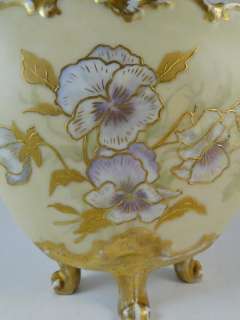Antique Limoges France Porcelain Table Vase Iris Flower Gold Accent 