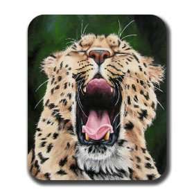  Leopard Yawn Wild Cat Art Mouse Pad 