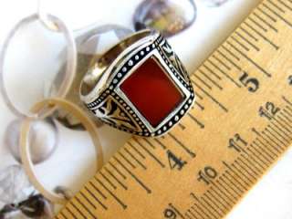 CARNELIAN and 925 STERLING SILVER ARTISAN TURKISH MENS RING  
