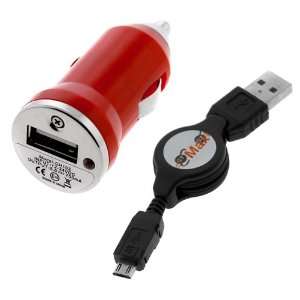 GTMax USB 2.0 A to Mini USB B 5 Pin Retractable Cable + Red Mini USB 