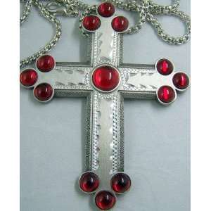  Blood of Jesus Bishops Silver Pectoral Cross Chain Gift 