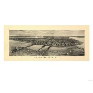  Atlantic City, New Jersey   Panoramic Map Giclee Poster 