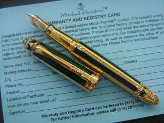 Michel Perchin Faberge Green and Gold Fountain Pen  