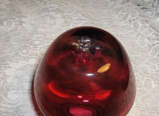 Up for sale is a gorgeous vintage antique hand blown round cranberry 