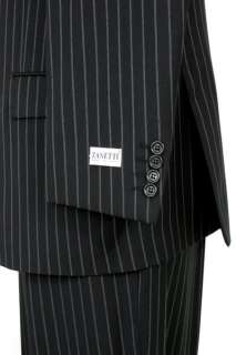 Zanetti Mens Italian Suit 2 Button Black Stripe Z1 NEW  