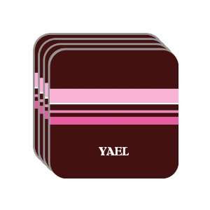 Personal Name Gift   YAEL Set of 4 Mini Mousepad Coasters (pink 