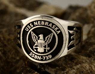 USS Nebraska SSBN 739 Submarine US Navy Silver Ring  