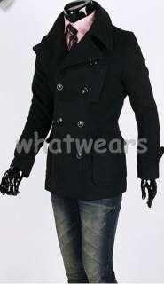 Mens Double Breasted Trench Coat /Jacket Black W54  