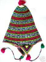 VINTAGE QUECHUA CHULLO~HAND WOVEN~andean cloth,Z10  