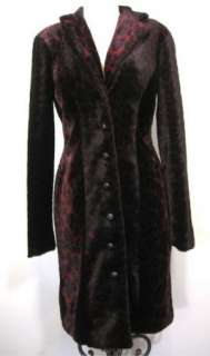 BETSEY JOHNSON Rare Vintage Leopard Faux Fur Fitted Long Jacket Coat 