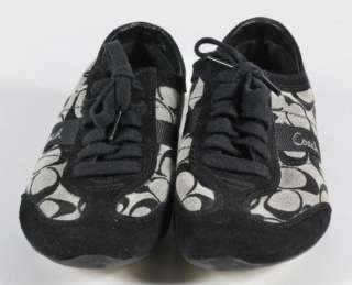 Coach Baylee Black & White Signature Canvas/Suede Fashion Sneakers 7.5 
