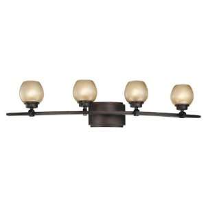   Bronze Bath Vanity Fixture with Brushed Caramel Silk Glass 6244 267B