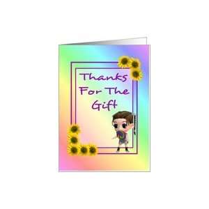  Thanks for the Gift Girl Licking Sucker Flowers Card 