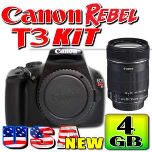Canon EOS Rebel T3 w/18 135mm lens & Massive USA Kit 610563301126 