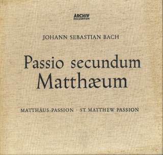 Richter, Seefried, Dieskau Bach St. Matthew Passion Archiv ARC 3125 28 