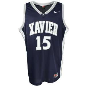  Nike Xavier Musketeers #15 Navy Blue Replica Basketball 