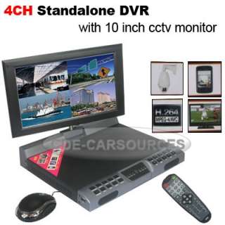 4CH Security Standalone Network H.264 10 TFT LCD Monitor CCTV DVR 