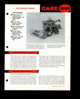 Case 1000 Self Propelled Combine Spec Brochure 1958  