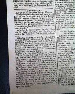 1778 Revolutionary War Era UK Newspaper AMERICANS DIE BY THE SWORD 