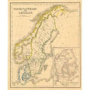  Whyte 1840 Antique Map of Sweden & Norway
