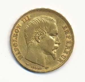 1859 A France Gold 20 Franc Napoleon III XF  