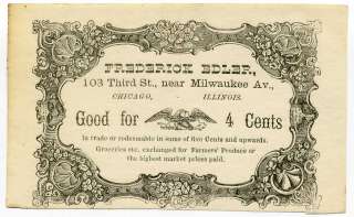 Illinois, Chicago, Frederick Edler, 4 Cents, (1860s)  