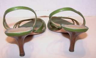 ANN TAYLOR SLINGBACKS LEATHER PATENT GREEN OPEN STRAPPY 8 M  