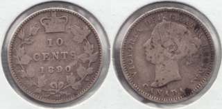 1890 Canadian ~ 10 Cents ~ Silver Victorian Dime  