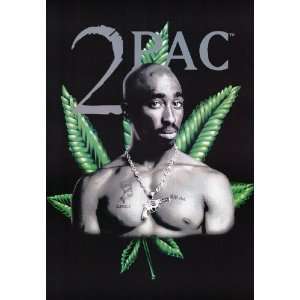  TUPAC SHAKUR 2Pac Pot Leaf White Wood Mounted Poster Marijuana RAP 