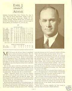 EARL SPARKY ADAMS 1933 CARDINALS TREMONT PA. SCHUYLKILL  