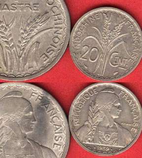 French Indochina 5 Coin 1939 47 set scarce EF very Nice  