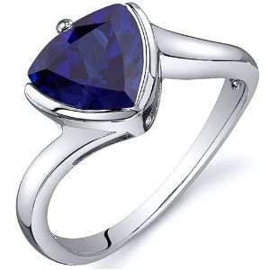 Trillion Cut Bypass Style 2.50 carats Blue Sapphire Ring in Sterling 