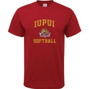  IUPUI Jaguars Cardinal Red Youth Softball Arch T Shirt 
