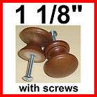 10 Pack   1 1/8 Light Brown Stained Knob Wood Cabinet Pulls / Drawer 