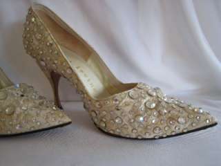 INCREDIBLE 1960s Pointed Toed Shoes RHINESTONES Everywhere Herbert 