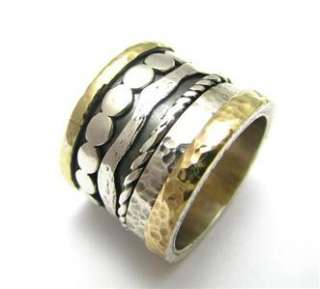 Engagement & Wedding 925 Silver 9K Gold Spinner Ring  