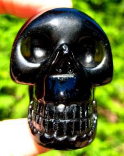 Rare Smoky Obsidian Volcanic Glass Hand Carved Crystal Skull Head 