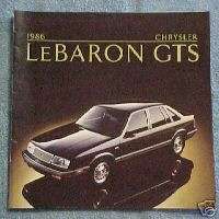 1986 CHRYSLER LEBARON GTS DEALER SALES BROCHURE  