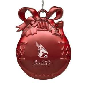   Ball State University   Pewter Christmas Tree Ornament   Red Sports