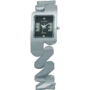    Ladies Chisel Tungsten CZ Dial Wrist Watch Zigzag Band Jewelry